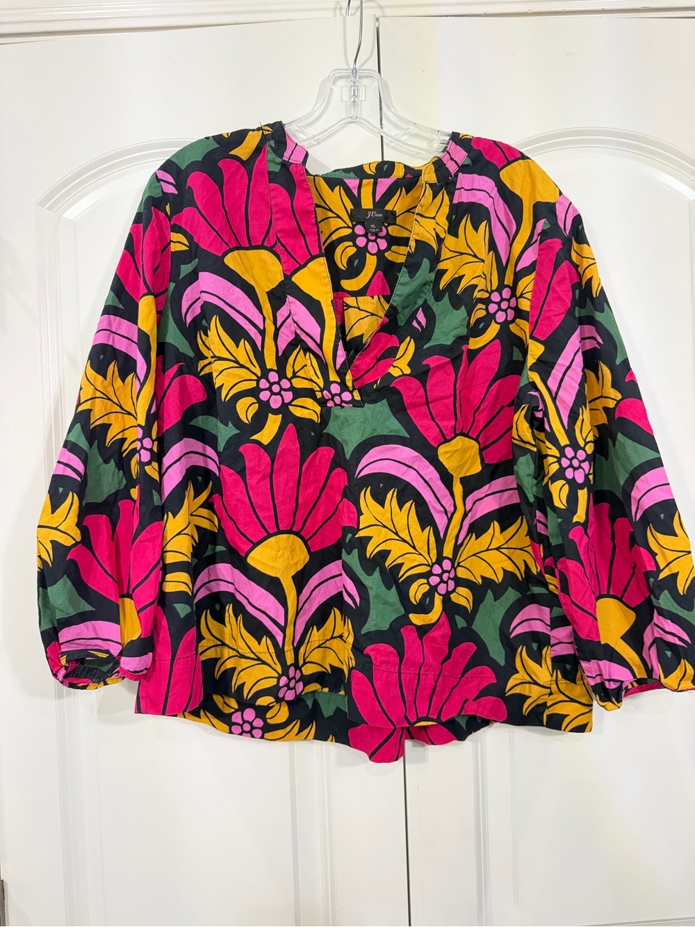 J. Crew Bold Floral V-Neck Tunic in Pink, Yellow & Green